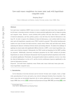 Low-rank tensor completion via tensor joint rank with logarithmic
  composite norm