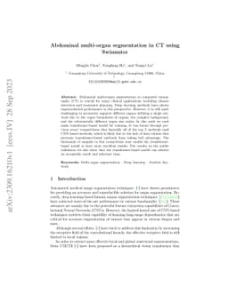 Abdominal multi-organ segmentation in CT using Swinunter