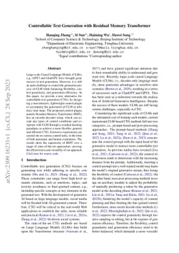 Controllable Text Generation with Residual Memory Transformer