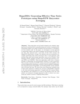 ShapeDBA: Generating Effective Time Series Prototypes using ShapeDTW
  Barycenter Averaging