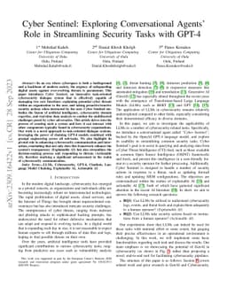 Cyber Sentinel: Exploring Conversational Agents in Streamlining Security
  Tasks with GPT-4