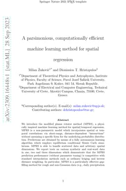 A parsimonious, computationally efficient machine learning method for
  spatial regression