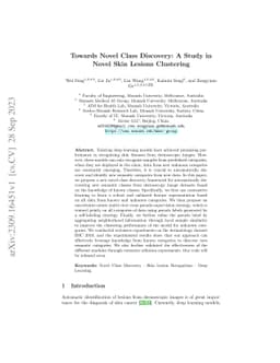 Towards Novel Class Discovery: A Study in Novel Skin Lesions Clustering