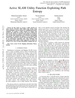 Active SLAM Utility Function Exploiting Path Entropy
