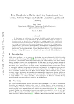 From Complexity to Clarity: Analytical Expressions of Deep Neural
  Network Weights via Clifford's Geometric Algebra and Convexity