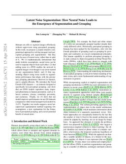 Latent Noise Segmentation: How Neural Noise Leads to the Emergence of
  Segmentation and Grouping