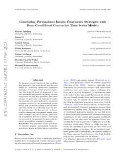 Generating Personalized Insulin Treatments Strategies with Deep
  Conditional Generative Time Series Models