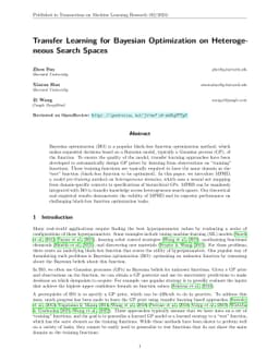 Transfer Learning for Bayesian Optimization on Heterogeneous Search
  Spaces