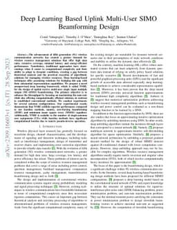 Deep Learning Based Uplink Multi-User SIMO Beamforming Design