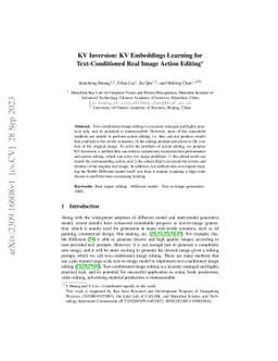KV Inversion: KV Embeddings Learning for Text-Conditioned Real Image
  Action Editing