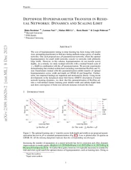 Depthwise Hyperparameter Transfer in Residual Networks: Dynamics and
  Scaling Limit