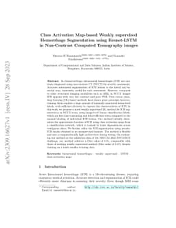 Class Activation Map-based Weakly supervised Hemorrhage Segmentation
  using Resnet-LSTM in Non-Contrast Computed Tomography images