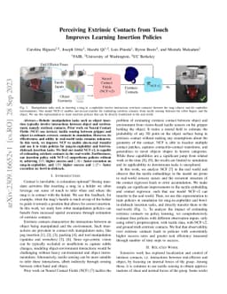 Perceiving Extrinsic Contacts from Touch Improves Learning Insertion
  Policies