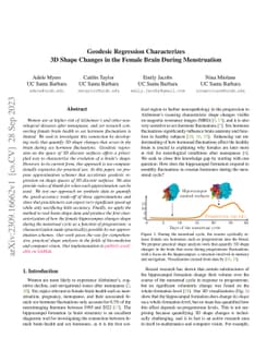 Geodesic Regression Characterizes 3D Shape Changes in the Female Brain
  During Menstruation
