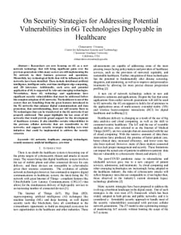 On Security Strategies for Addressing Potential Vulnerabilities in 6G
  Technologies Deployable in Healthcare