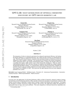 GPT-Lab: Next Generation Of Optimal Chemistry Discovery By GPT Driven
  Robotic Lab