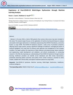 Cognizance of Post-COVID-19 Multi-Organ Dysfunction through Machine
  Learning Analysis