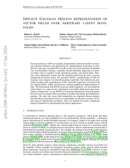 Implicit Gaussian process representation of vector fields over arbitrary
  latent manifolds