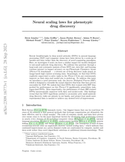 Neural scaling laws for phenotypic drug discovery