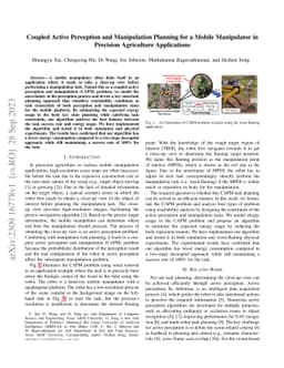 Coupled Active Perception and Manipulation Planning for a Mobile
  Manipulator in Precision Agriculture Applications