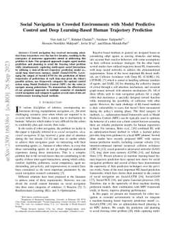 Social Navigation in Crowded Environments with Model Predictive Control
  and Deep Learning-Based Human Trajectory Prediction