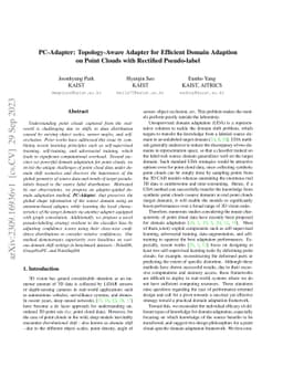 PC-Adapter: Topology-Aware Adapter for Efficient Domain Adaption on
  Point Clouds with Rectified Pseudo-label