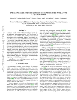 Enhancing Code-switching Speech Recognition with Interactive Language
  Biases