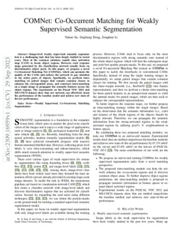 COMNet: Co-Occurrent Matching for Weakly Supervised Semantic
  Segmentation
