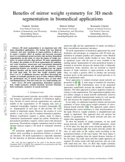 Benefits of mirror weight symmetry for 3D mesh segmentation in
  biomedical applications