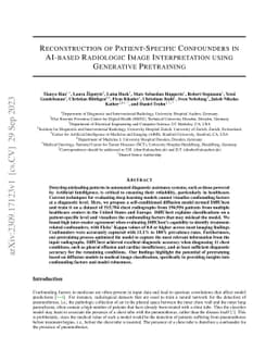 Reconstruction of Patient-Specific Confounders in AI-based Radiologic
  Image Interpretation using Generative Pretraining