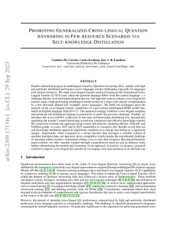 Promoting Generalized Cross-lingual Question Answering in Few-resource
  Scenarios via Self-knowledge Distillation