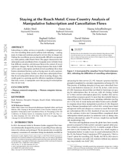 Staying at the Roach Motel: Cross-Country Analysis of Manipulative
  Subscription and Cancellation Flows
