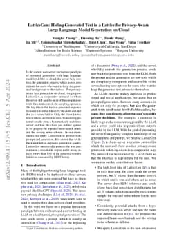 LatticeGen: A Cooperative Framework which Hides Generated Text in a
  Lattice for Privacy-Aware Generation on Cloud