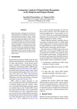 Comparative Analysis of Named Entity Recognition in the Dungeons and
  Dragons Domain