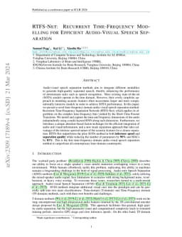 RTFS-Net: Recurrent Time-Frequency Modelling for Efficient Audio-Visual
  Speech Separation