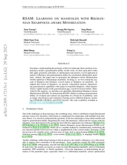 RSAM: Learning on manifolds with Riemannian Sharpness-aware Minimization