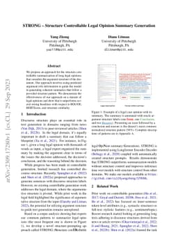 STRONG -- Structure Controllable Legal Opinion Summary Generation