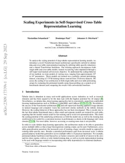 Scaling Experiments in Self-Supervised Cross-Table Representation
  Learning