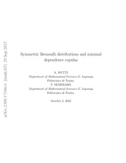 Symmetric Bernoulli distributions and minimal dependence copulas