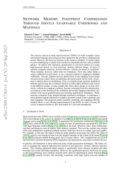 Network Memory Footprint Compression Through Jointly Learnable Codebooks
  and Mappings