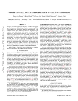 Toward Universal Speech Enhancement for Diverse Input Conditions