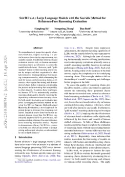 SocREval: Large Language Models with the Socratic Method for
  Reference-Free Reasoning Evaluation