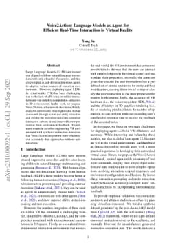 Voice2Action: Language Models as Agent for Efficient Real-Time
  Interaction in Virtual Reality