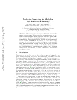 Exploring Strategies for Modeling Sign Language Phonology