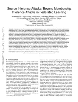 Source Inference Attacks: Beyond Membership Inference Attacks in
  Federated Learning