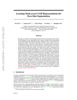 Learning Mask-aware CLIP Representations for Zero-Shot Segmentation