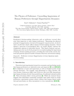 The Physics of Preference: Unravelling Imprecision of Human Preferences
  through Magnetisation Dynamics