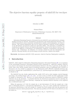Generalization error property of infoGAN for two-layer neural network