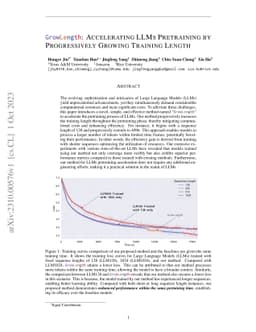 GrowLength: Accelerating LLMs Pretraining by Progressively Growing
  Training Length