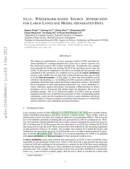 WASA: WAtermark-based Source Attribution for Large Language
  Model-Generated Data
